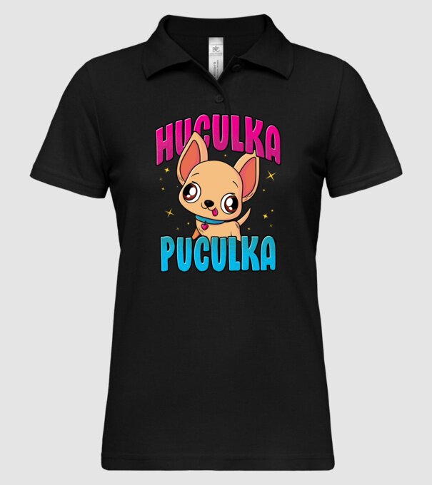 Huculka Puculka chivava model negru pe tricou
