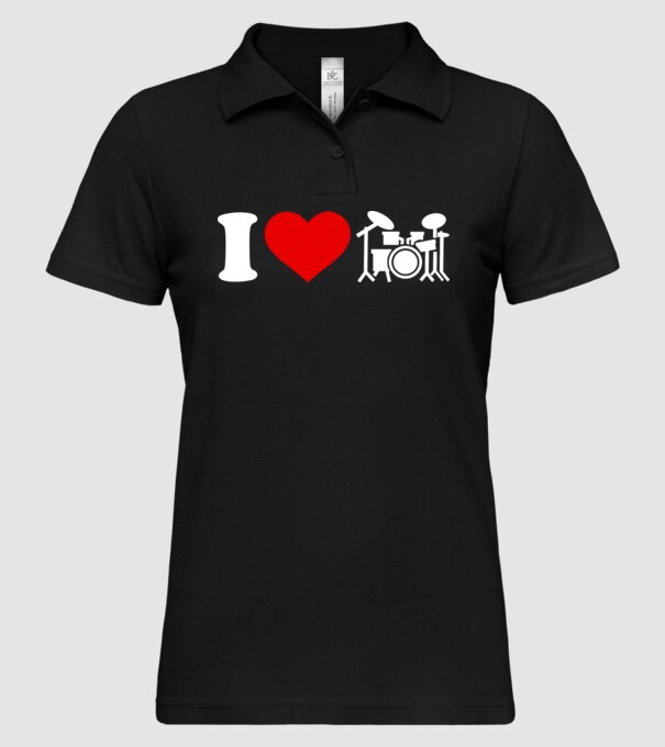 I love drum model negru pe tricou