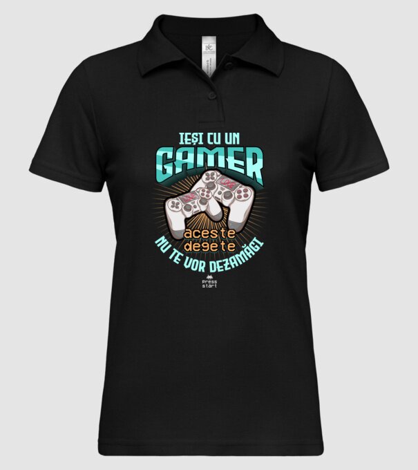 Ieși cu un gamer - aceste degete nu te vor dezamăgi model negru pe tricou
