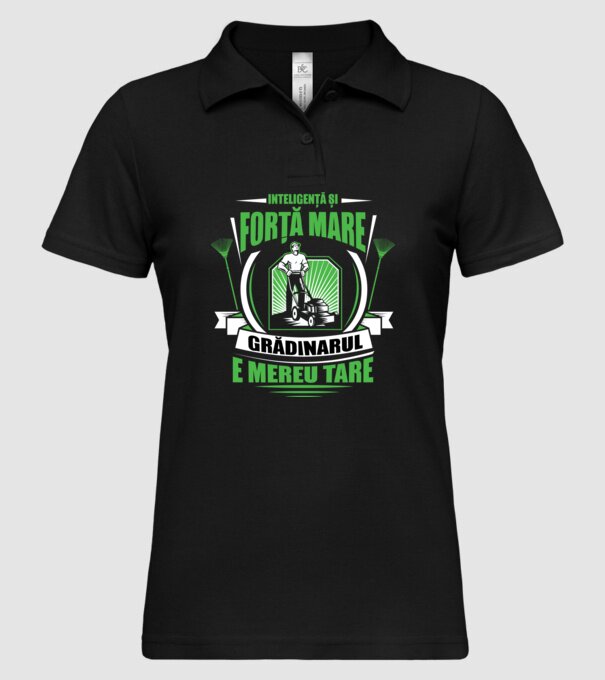 Inteligență și forță mare, grădinarul e mereu tare model negru pe tricou