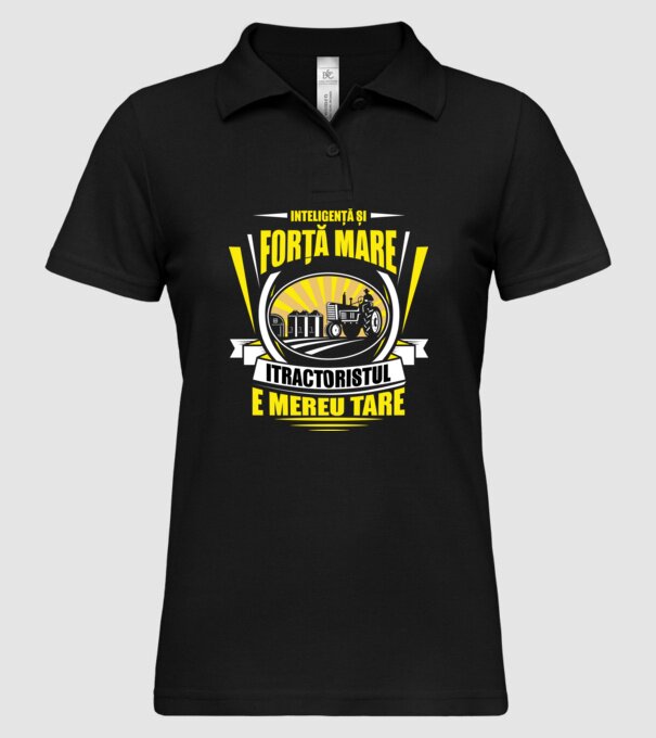 Inteligență și forță mare, tractoristul e mereu tare model negru pe tricou