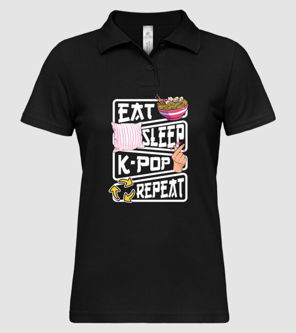 K-POP EAT SLEEP model negru pe tricou