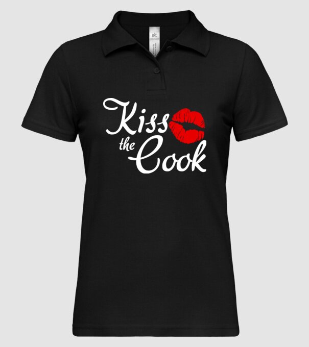 Kiss the cook model negru pe tricou