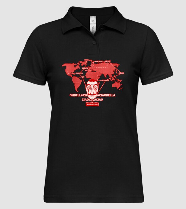 la casa de papel map model negru pe tricou