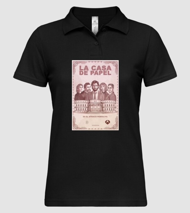 la casa de papel poster model negru pe tricou