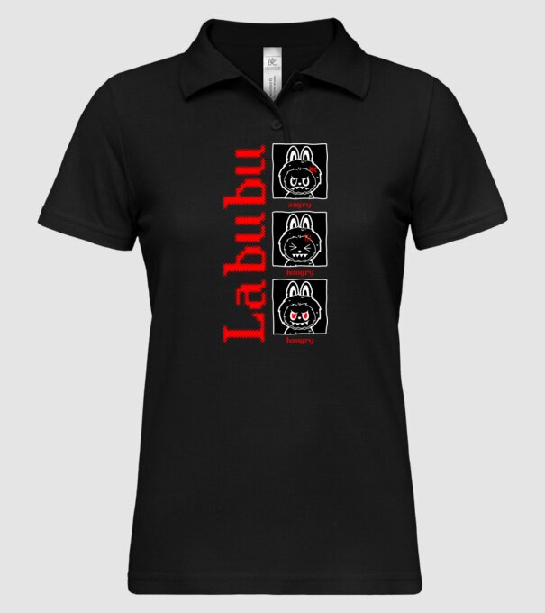 Labubu moods model negru pe tricou