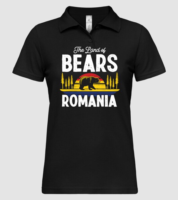 Land of Bears model negru pe tricou