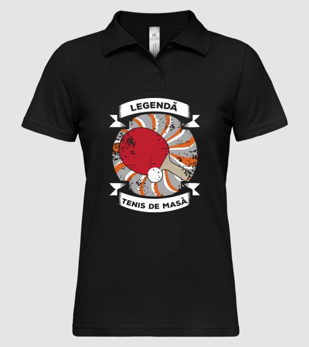Legendă tenis de masă model negru pe tricou
