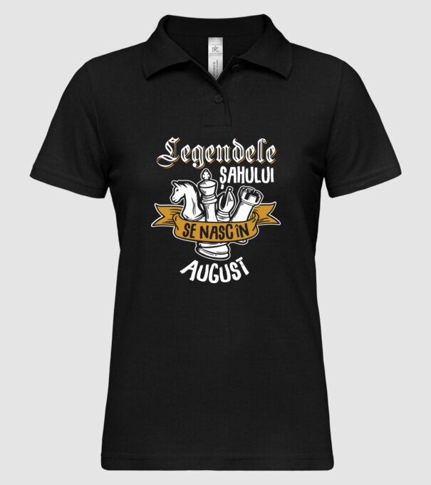 Legendele șahului se nasc în august model negru pe tricou