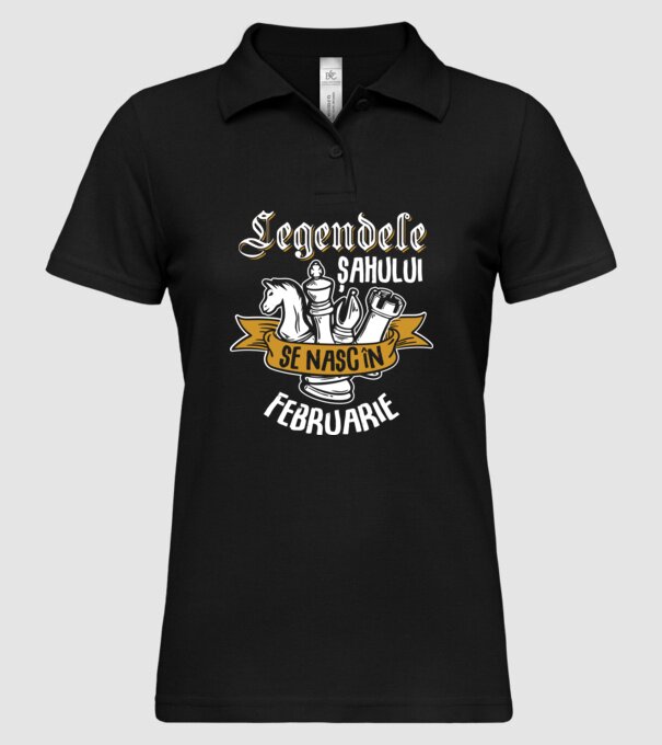 Legendele șahului se nasc în februarie model negru pe tricou