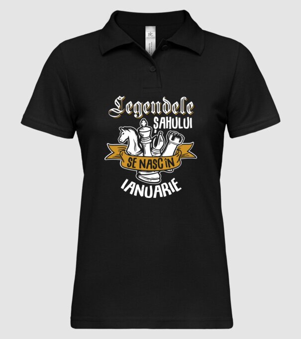 Legendele șahului se nasc în ianuarie model negru pe tricou
