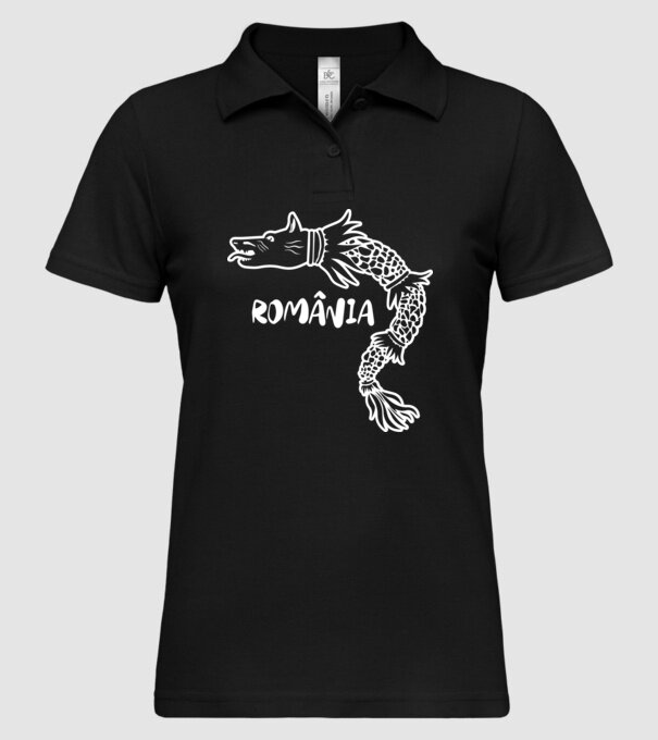 Lupul dacic alb model negru pe tricou