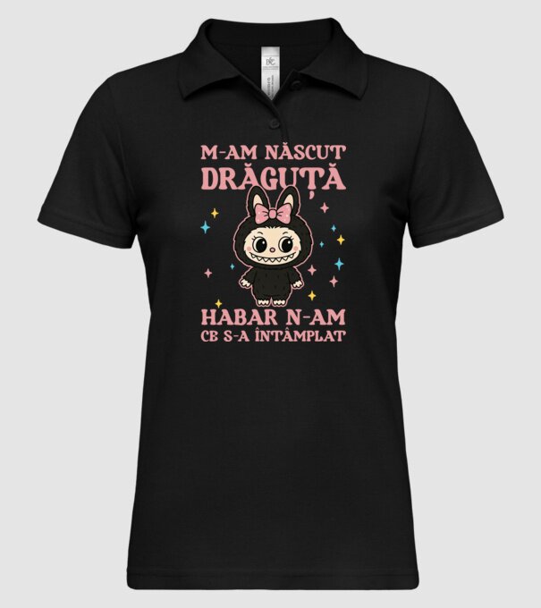 M-am născut drăguță model negru pe tricou