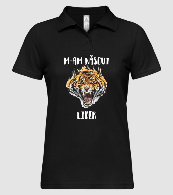 m-am născut liber model negru pe tricou