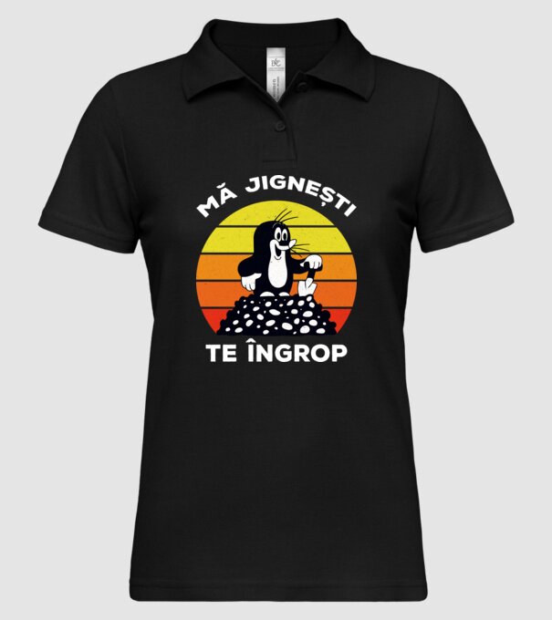 mă jignești, te îngrop model negru pe tricou