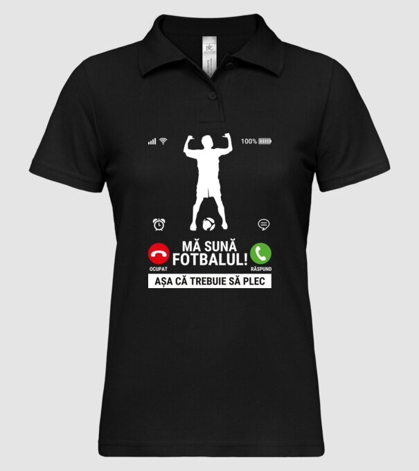 Mă sună fotbalul model negru pe tricou