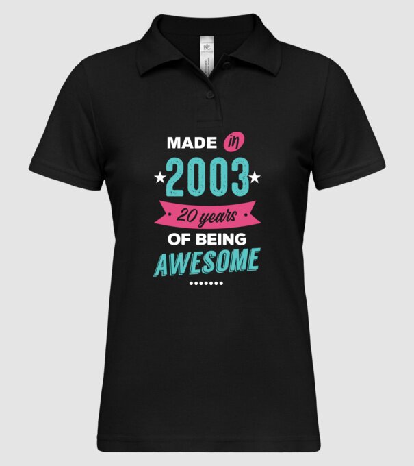 Made in 2003 model negru pe tricou