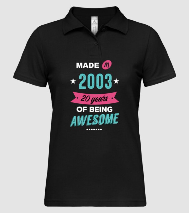 MADE IN 2003 model negru pe tricou