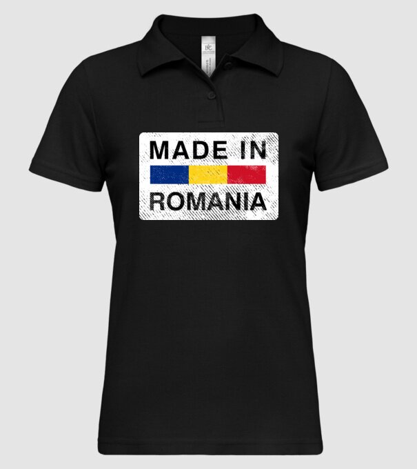 made in romania model negru pe tricou