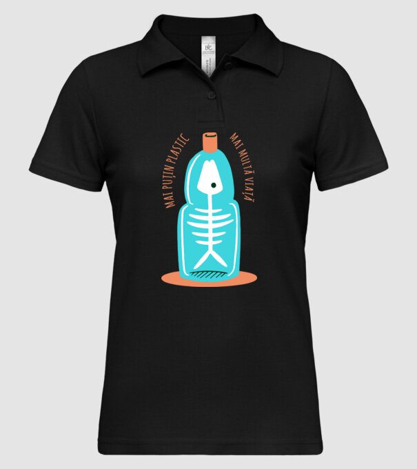 mai puțin plastic, mai multă viață model negru pe tricou