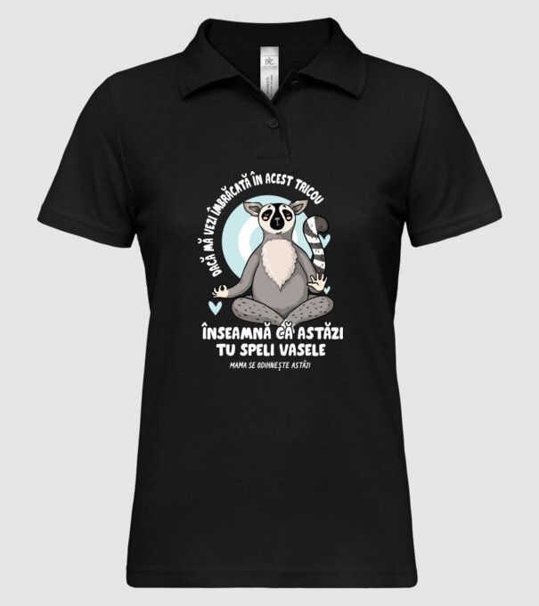 Dacă o vezi îmbrăcată în acest tricou, înseamnă că astăzi tu speli vasele. Mama se odihnește astăzi. model negru pe tricou