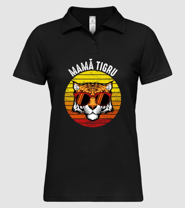 mamă tigru model negru pe tricou
