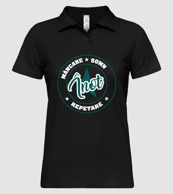mâncare somn repetare ÎNOT model negru pe tricou