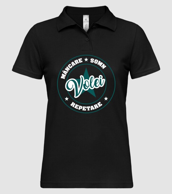 mâncare somn repetare VOLEI model negru pe tricou