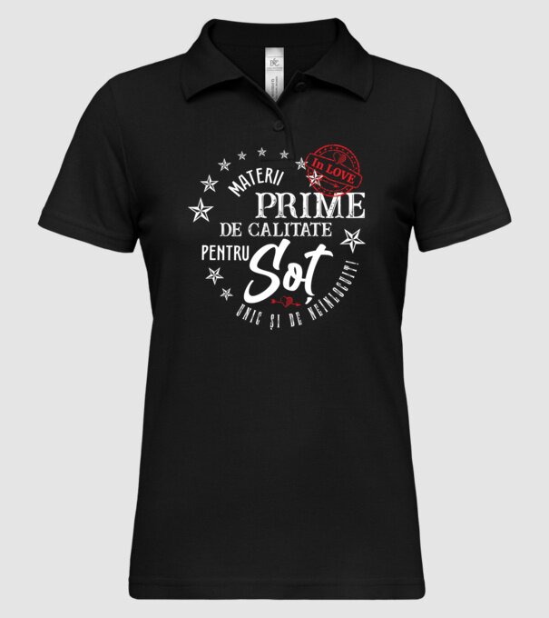 Materii prime de calitate pentru soț model negru pe tricou