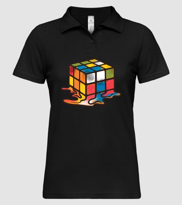 Melted Rubik model negru pe tricou