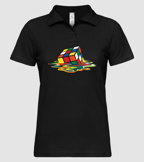 Melting Rubik model negru pe tricou