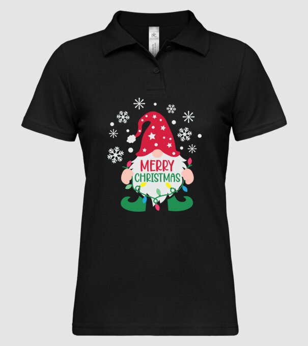 Merry christmas gnome model negru pe tricou