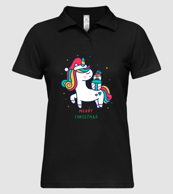 merry christmas unicorn model negru pe tricou