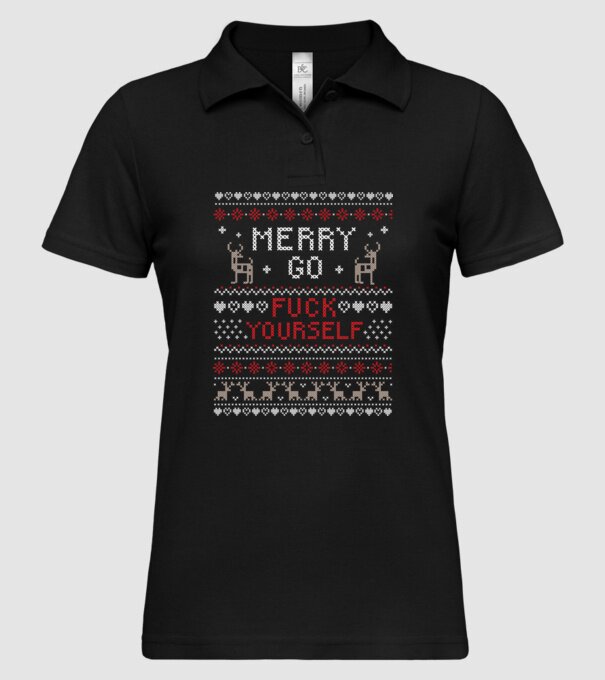 Merry go f-ck yourself model negru pe tricou