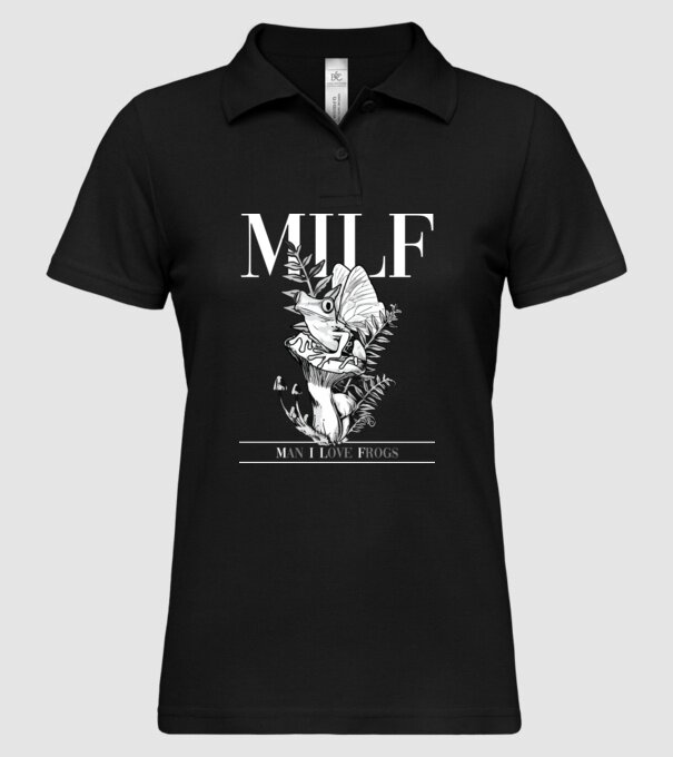 MILF man i love frogs model negru pe tricou