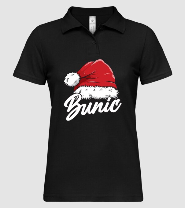 bunic Santa Hat model negru pe tricou