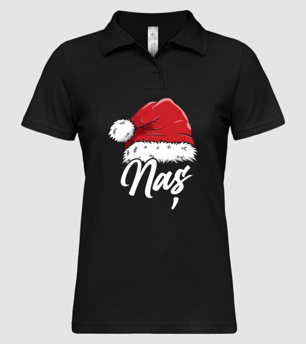 naș Santa Hat model negru pe tricou