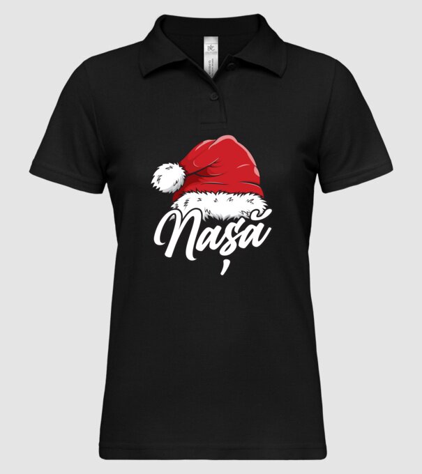 nașă Santa Hat model negru pe tricou