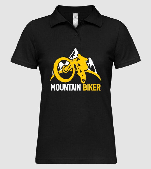 mountain biker model negru pe tricou