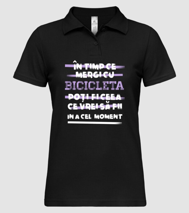 în timp ce mergi cu bicicleta poți fi ceea ce vrei să fii - în acel moment model negru pe tricou
