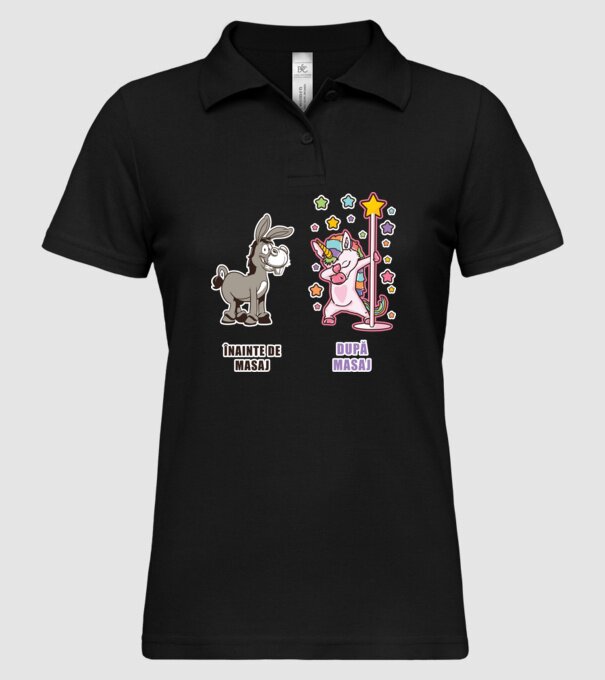 Înainte de masaj - După masaj model negru pe tricou