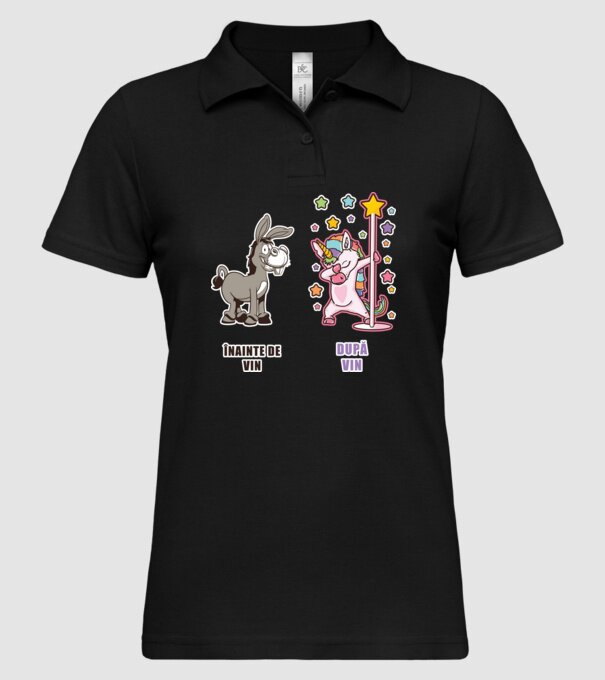 Înainte de vin - După vin model negru pe tricou