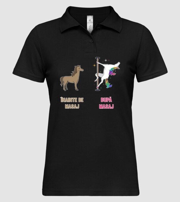 Înainte de masaj - după masaj model negru pe tricou