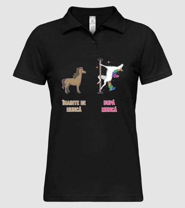 Înainte de muncă - după muncă model negru pe tricou