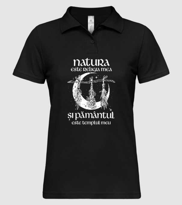Natura este religia mea model negru pe tricou