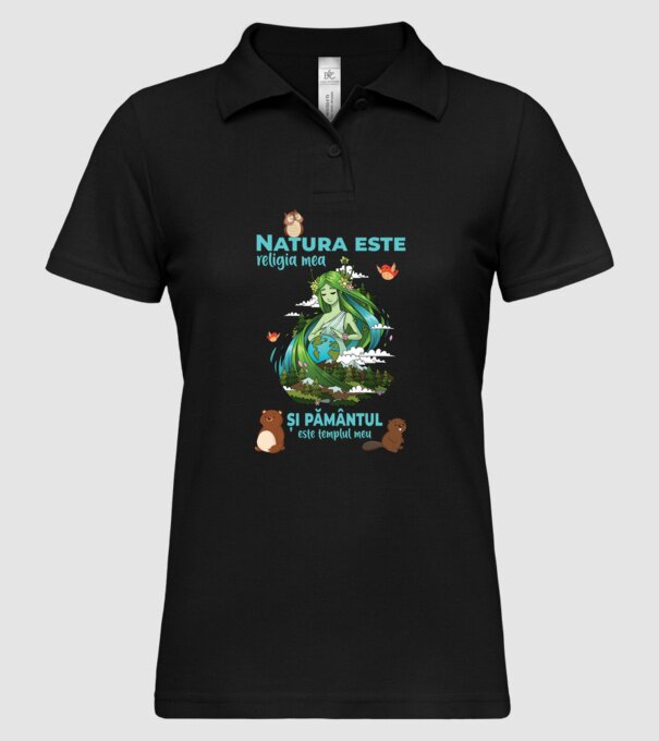 Natura este religia mea și pământul este templul meu model negru pe tricou