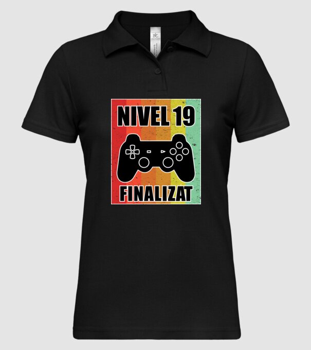 Nivel 19 finalizat model negru pe tricou
