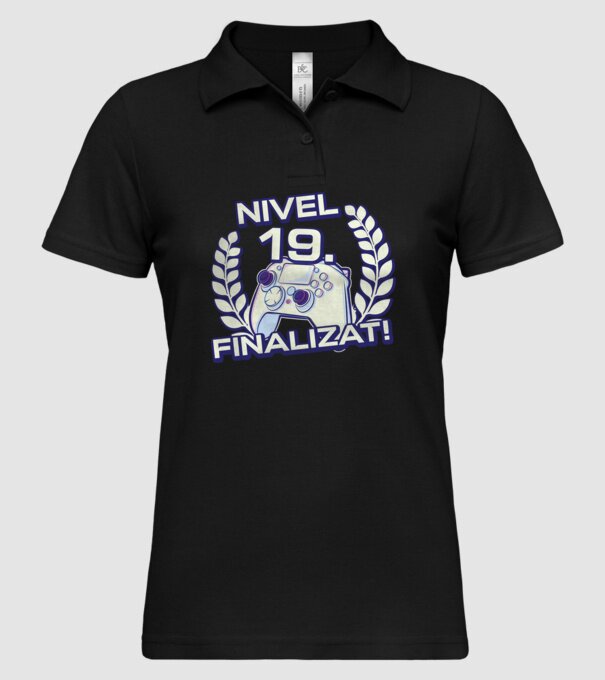 Nivel 19 finalizat! model negru pe tricou