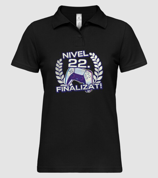 Nivel 22 finalizat! model negru pe tricou