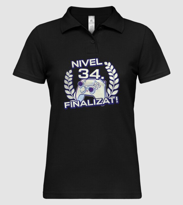 Nivel 34 finalizat! model negru pe tricou